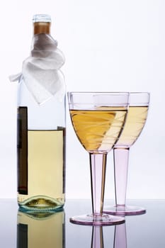 Wine bottle with two glasses