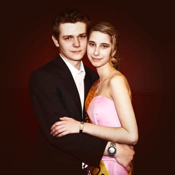 Two lovers at the graduation ball