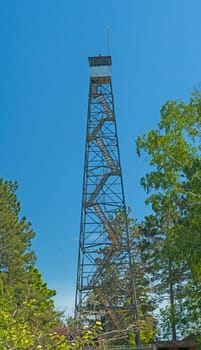 Many Stairs to the Top of the Fire Tower in the Seney National Wildlife Refuge in Michigan