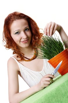 Pretty Gartnerin with the chives