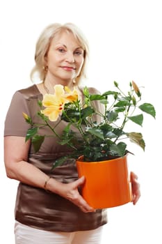 Pretty woman with the hibiscus