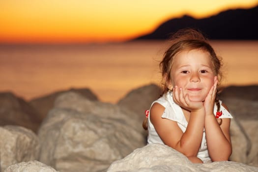 Little girl at sunset I.