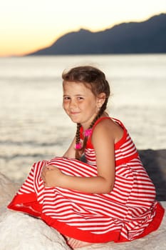 Little girl at sunset