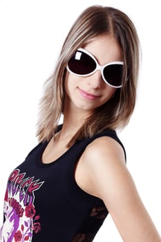 Woman with white sunglasses II.