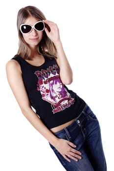 Woman with white sunglasses III.