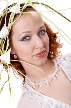 Red-haired woman in white I.