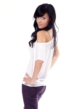 Sexy woman in white blouse