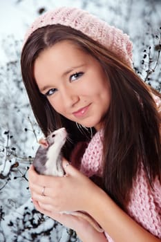 Girl with grey rat I.