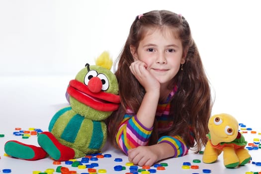 Girl with plush toys IV.