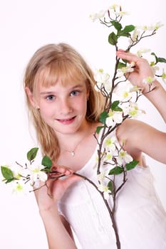 Girl with limb of cherry III