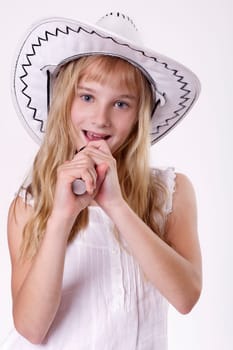 Girl singer with microphone