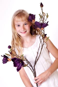 Girl with limb of magnolia II