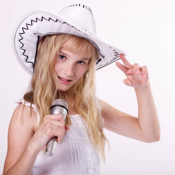 Girl singer with microphone