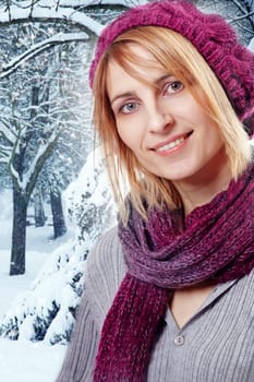 Portrait fo woman in winter