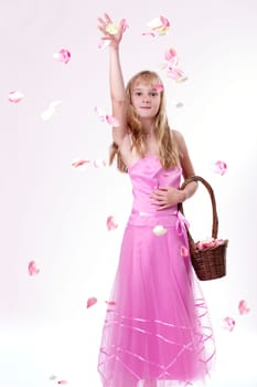 Pretty girl throwing flower