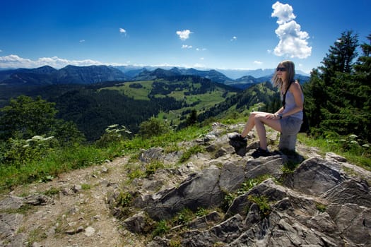 Young woman by hiking