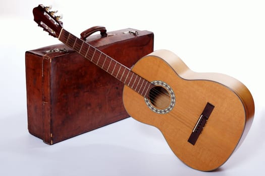 Suitcase and guitar
