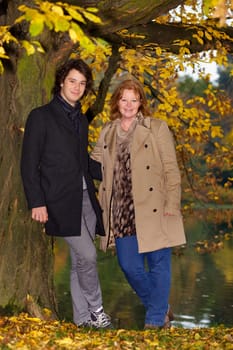 Mother and her son in a park