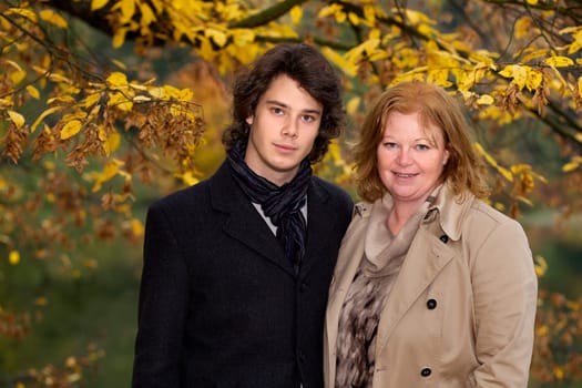 Mother and her son in a park