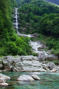 Waterfall in Verzasca Valley