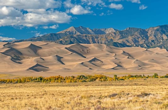 Sand Dunes in the Mountains in the Fall in Great Sand Dunes National Park in Colorado