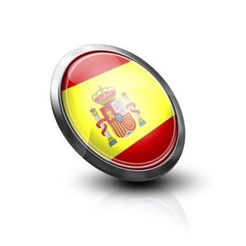Spain flag glass button style with metal frame