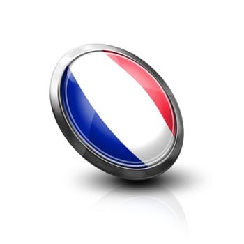 France flag glass button style with metal frame