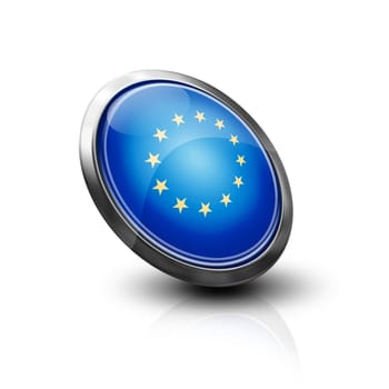 EU flag glass button style with metal frame