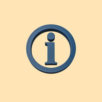 Blue Information Symbol Shape Isolated on Flat Yellow Background 3D Illustration