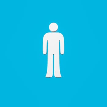 White Man Symbol Shape Isolated on Flat Blue Background 3D Illustration
