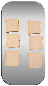 Hawaiian toast with ham, cheese and pineapple on a cutting board on a dark background, horizontal