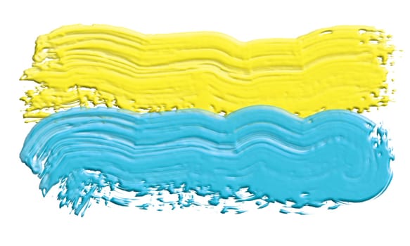 Ukraine colorful brush strokes painted flag.