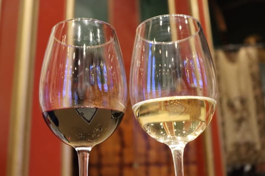 delicious white and red wines in fragrant glasses tasty reflections