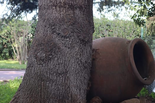 old clay jar used to make wine in wineries