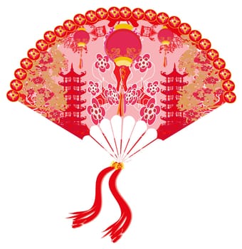Chinese landscape and beautiful fan