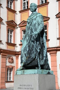 The monument to King Maximilian II of Bavaria stands in front of the Old Palace in Bayreuth on the courtyard. The statue of the Maximilian monument was cast in 1860 and stands on a granite base.