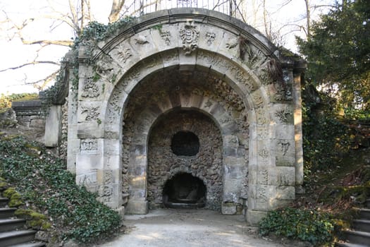 The Dragon's Cave in the Eremitage park in the Upper Franconian city of Bayreuth,Bavaria,Upper Franconia,Germany,Europe. Sightseeing.
