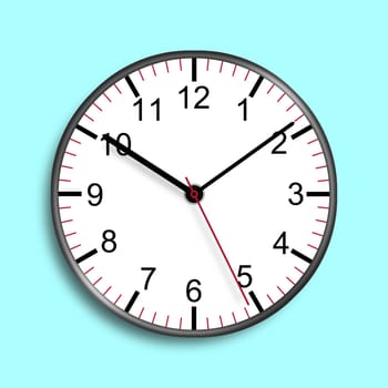 A clock face on blue 3d illustration with clipping path to remove shadow