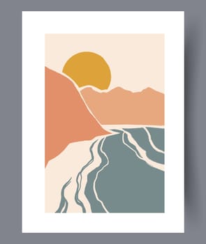 Scandinavian abstract vector print set. Minimalistic abstract wall art background for print. Scandinavian vector style.