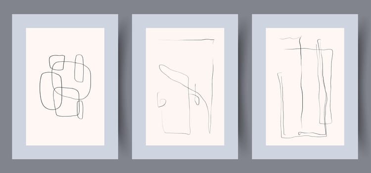 Scandinavian abstract vector print set. Minimalistic abstract wall art background for print. Scandinavian vector style.