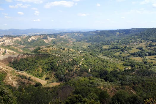 Panorama picture of the hills of the Countryside in Umbria in Italy