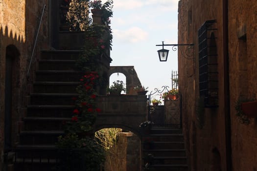 Picturesque capture of the bricks center of the village of Bagnoregio near Orvieto in the center of Italy