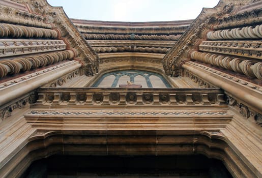Close up of details of Orvieto Cathedral (Duomo di Orvieto) in Umbria in Italy