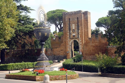 The entrance of the Well of San Patrizio (Posso di San Patrizio) in Orvieto in Umbria in the center of Italy