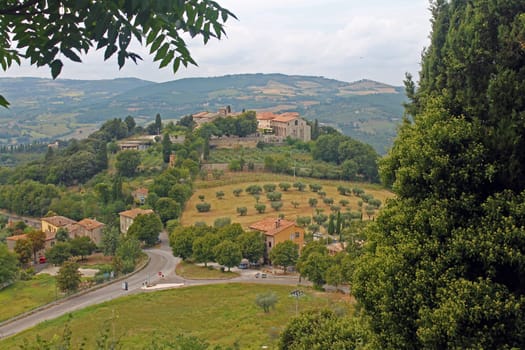 Panorama picture of the hills of the Countryside in Umbria in Italy