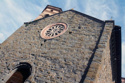 Historical stones church in the center of Deruta, village of the porcelain, in Umbria in Italy