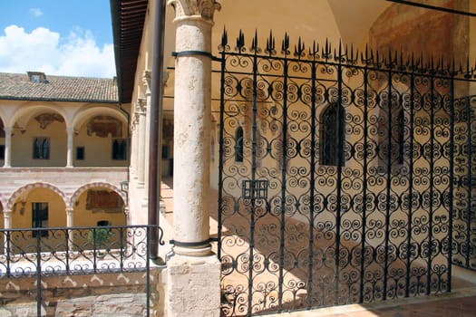 Cloisters of the Basilica of San Francesco in Asissi in Umbria in Italy