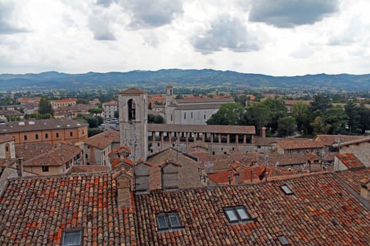 The traditional roves of Gubbio during a cloudy day in Umbria in Italy