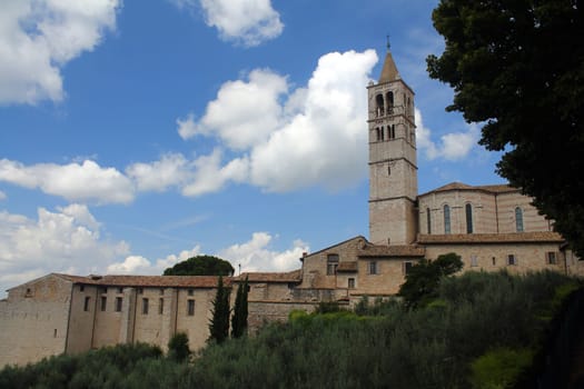 The beautiful Basilica di Santa Chiara in Assisi in Umbria in Italy