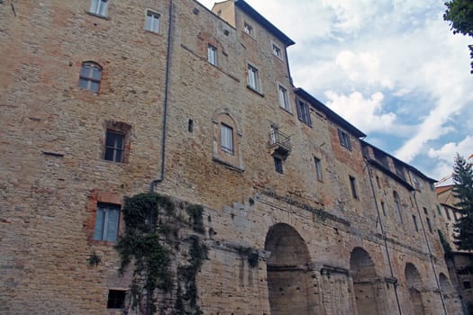 The historical stone buildings in the center of Perugia in Umbria in Italy